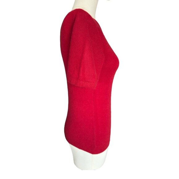 Lord & Taylor Red 100% 2-Ply Cashmere Short Sleeve Pullover Sweater Women's XS - Picture 5 of 8
